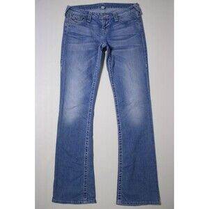 True Religion Medium Wash Bootcut Jeans Flap Pockets Stretch Women Size 28 (J1)